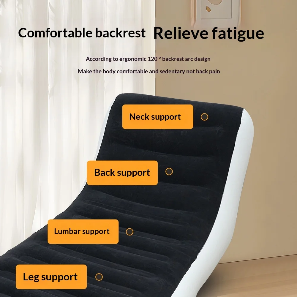 Inflatable Sofa L-shaped Recliner Portable Camping Modern Design Lazy Lounger Single Bed Flocking Tatami Storage