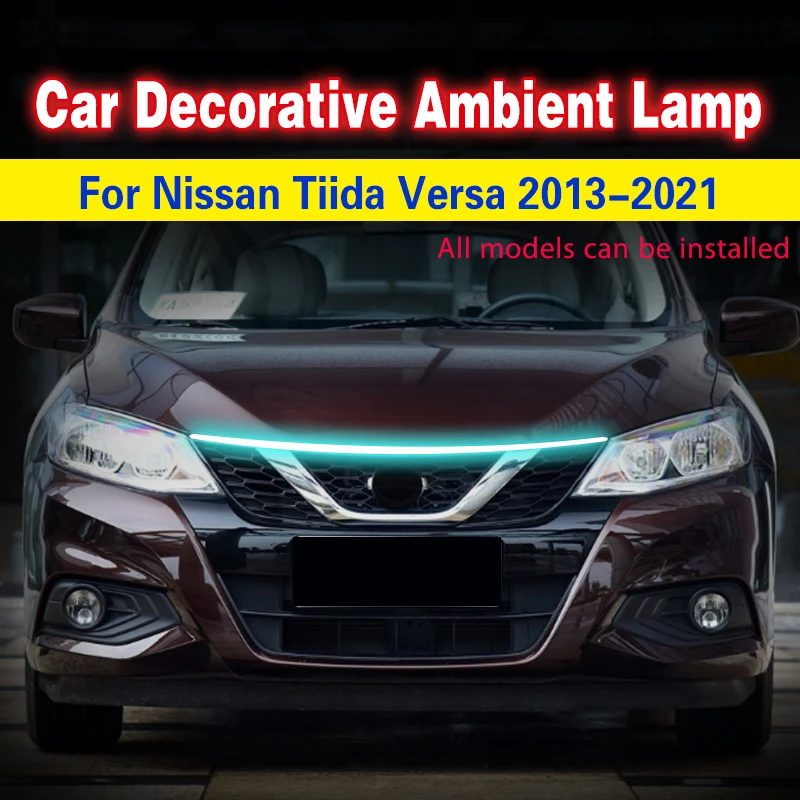 

Led for Nissan Tiida Car Hood Daytime Running Light Strip Waterproof Flexible LED Auto Decorative Atmosphere Ambient Lamp 12V