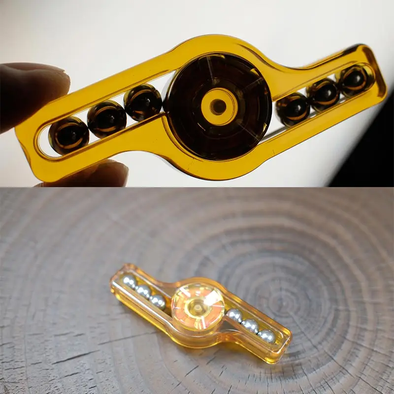 Miaojia EDC Ręcznie Rzucony Spinner PEI z Wysoką Soczewką, Bursztynowy, Zabawka Antystresowa na Biurko