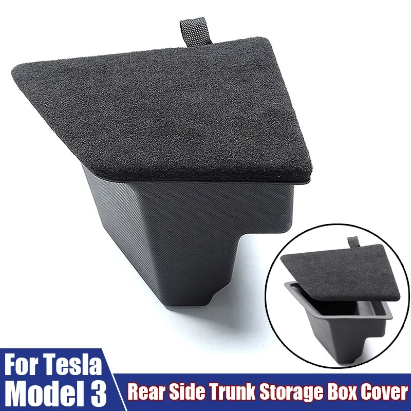 Rear Side Trunk Storage Box Fit For Tesla Model 3 TPE Sorting Bins With Cover Interior Decoration Of Modified Car Accessories