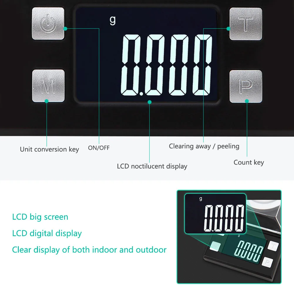 Imagem -05 - Yieryi-mini Balança Eletrônica Digital Miligrama Peso Portátil Alta Precisão Jóias de Bolso 0001 100g 50g 20g 10g