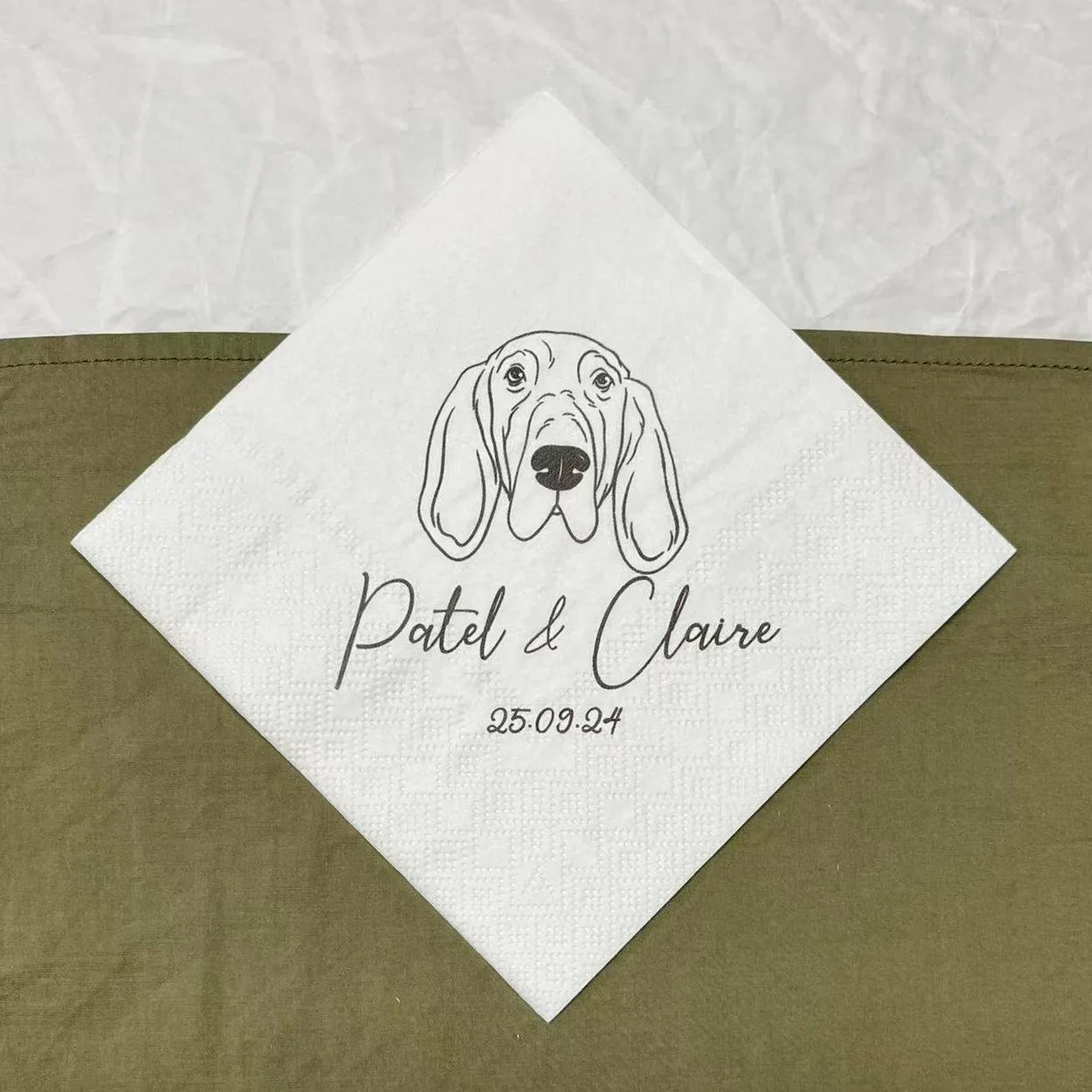 

50pcs Personalized Pet Napkins, Dog Wedding & Cocktail Napkins, Custom Illustrated Pet Portrait, Birthday Party Napkins, Colorfu