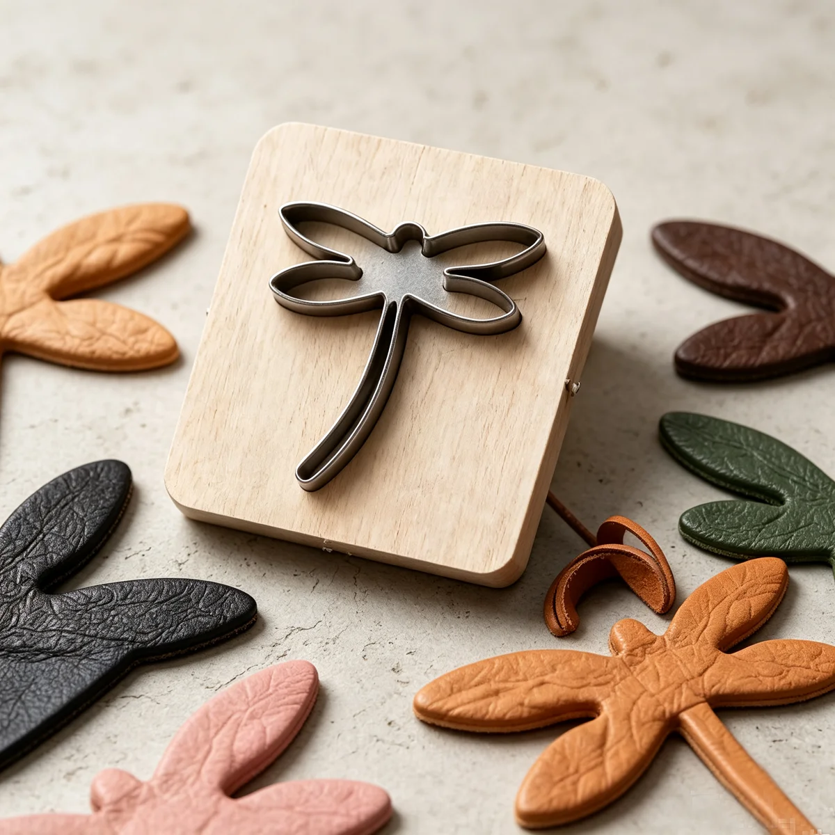 Dragonfly Shape Laser Leather Cutting Die Wooden Base Steel Rule Punch Mold, DIY Handmade Leather Craft Tool for Earrings BM217