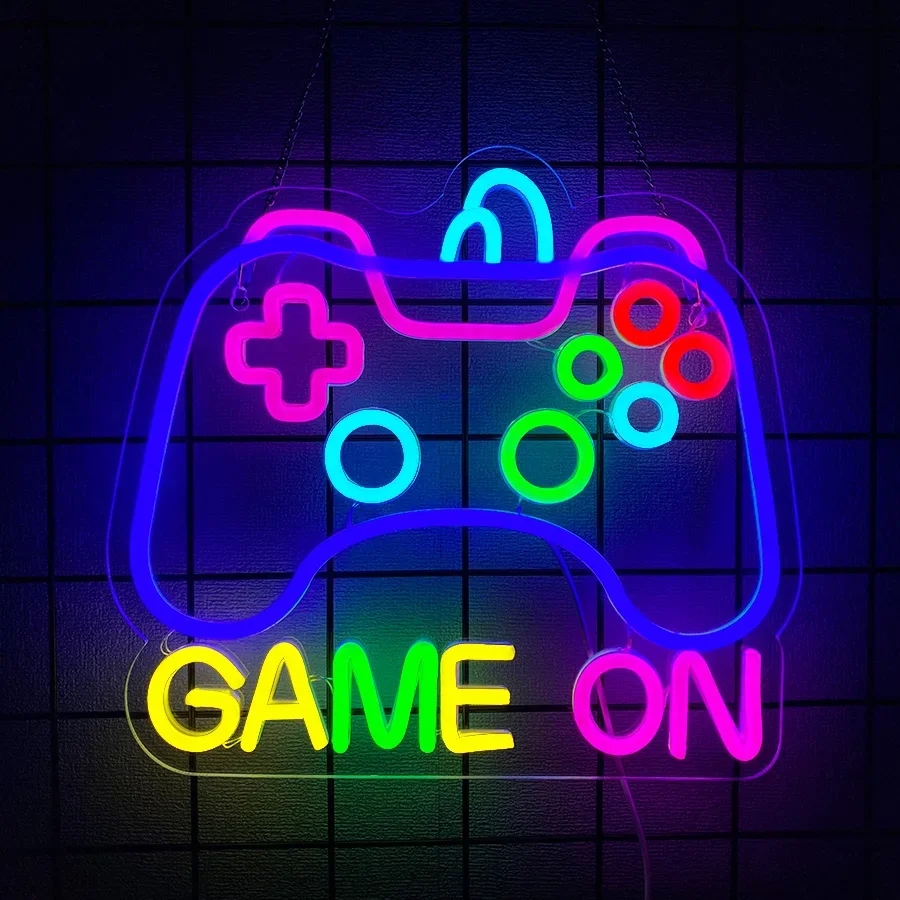 Neon Sign for Home Decor for Room Decoration Bedroom Accessories Game on LED Gamer Wall Teen Gaming Aesthetic Light Stuff Living view 6