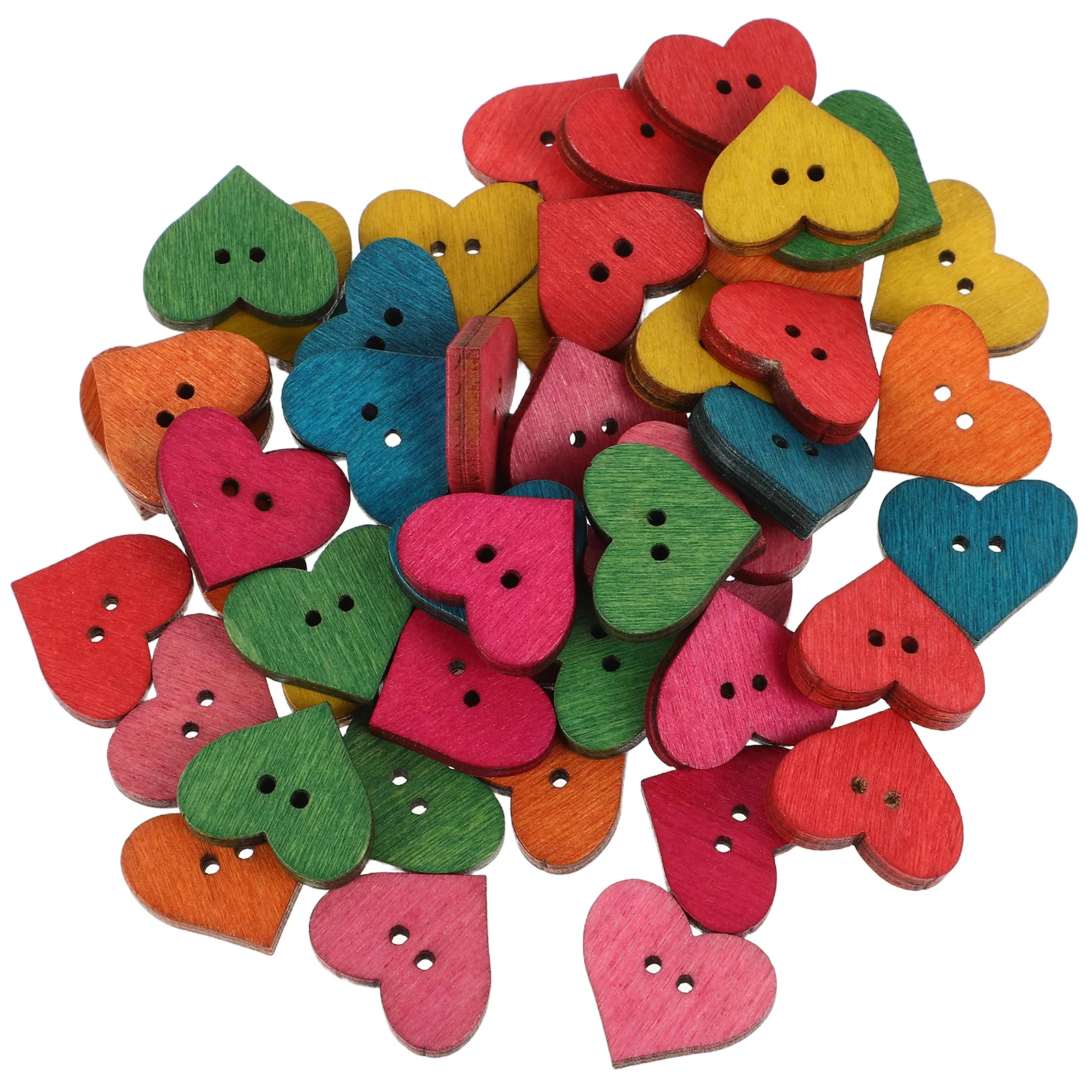 

50 Pcs Shaped Wooden Buttons Color Vintage Decor Valentine Day Valentine'S Day Buttons Lucky Favor