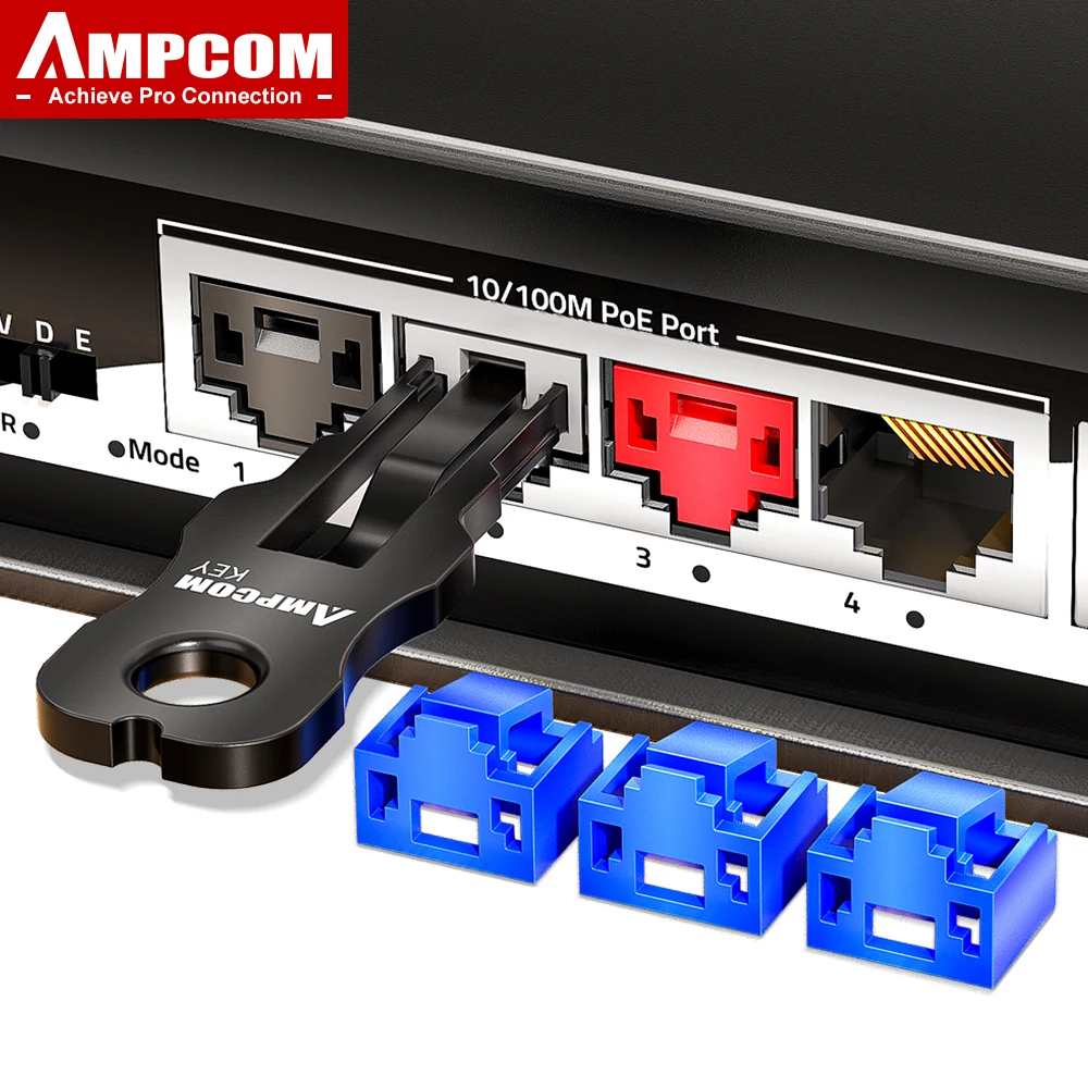 AMPCOM RJ45 Inserts Lock with Key, Dust-proof Network Plug Connector Physical Anti-Data-Leakage for Switch, Router, Data Center