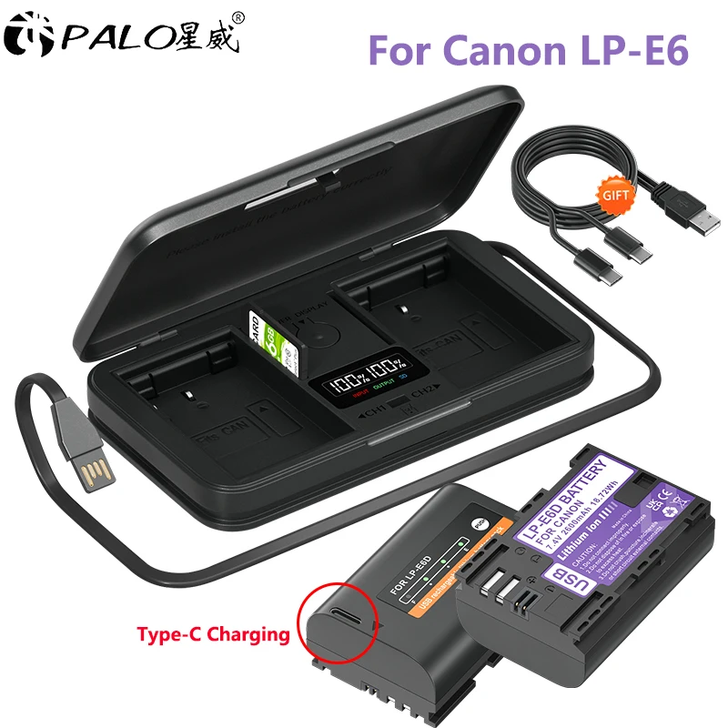 

LP E6 LPE6 LP-E6 LP-E6N Type-C Зарядный аккумулятор + чехол для зарядного устройства для камеры Canon EOS R R5 R6 60D 70D 80D 90D 5D IV 5DS R 7D Mark