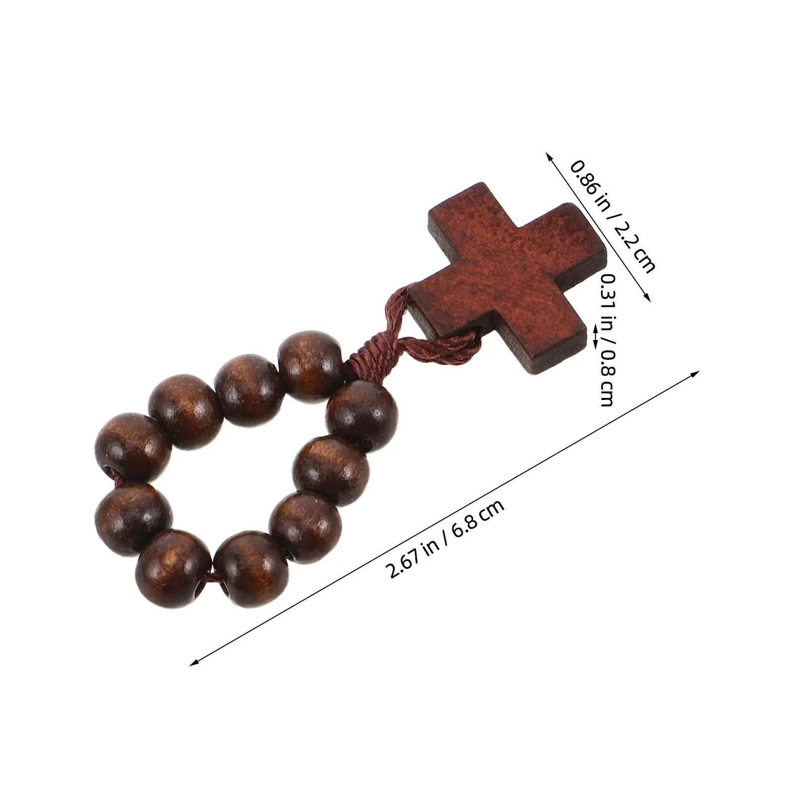 12Pcs Wood Finger Rosary Pocket Cross Ring Smooth Finish Mini Prayer Ring Baptism First Communion Favors Catholic Travel Lent