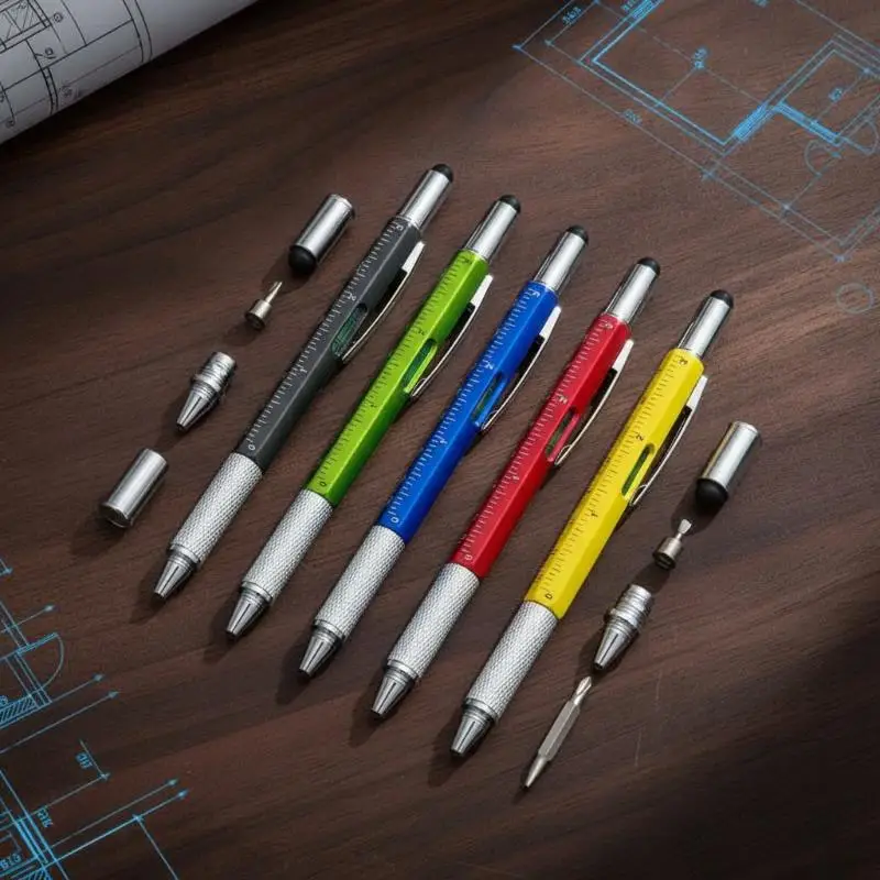 New All-purpose Multifunctional Touch Screen Stylus Pen with Screwdriver Ruler Level Gauge for Home Office Outdoor Daily Use