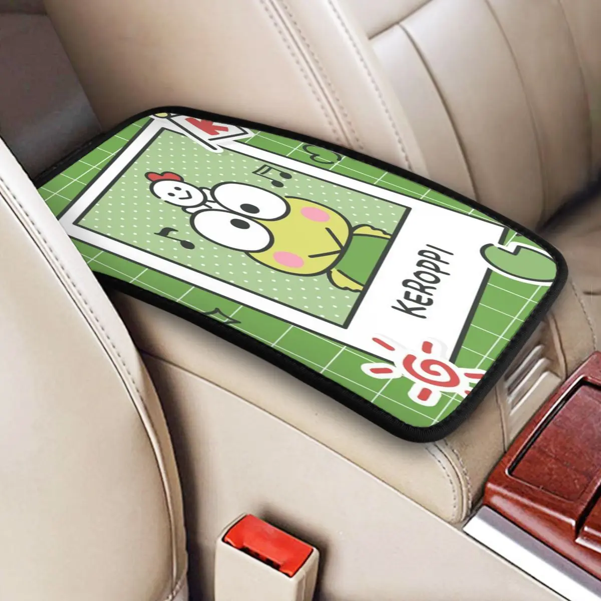 

Kero Kero Keroppi Universal Armrest Cover Pad for Car Center Console Cushion Pad Car Decor Accessories Fit for Most Cars