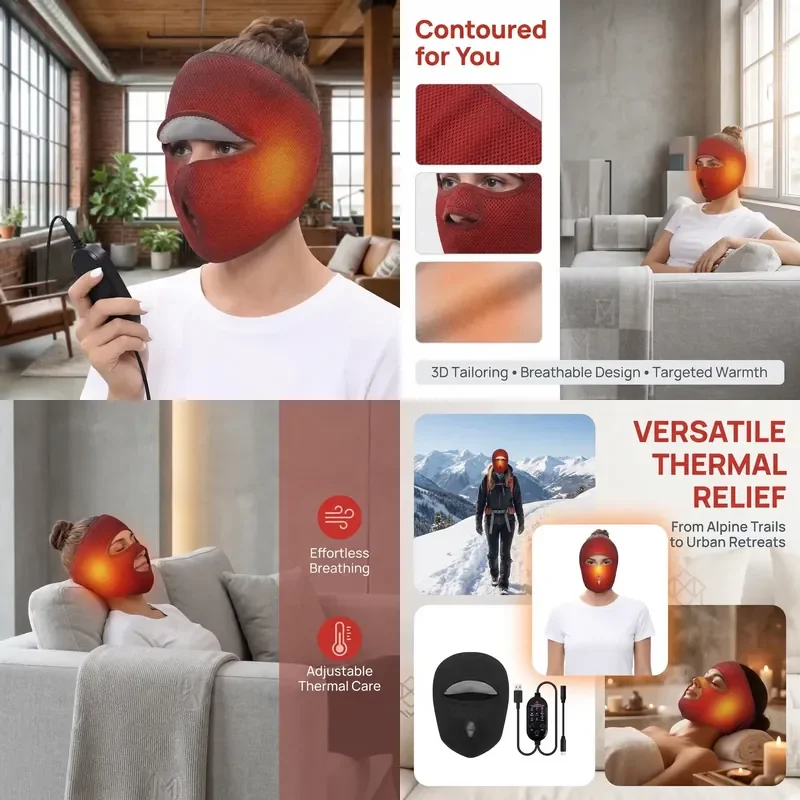 For Heated Face Mask Full Coverage Moist Heat Pad Sinus Relief Headache Soothing Warm Compress Facial Massage Therapy Device