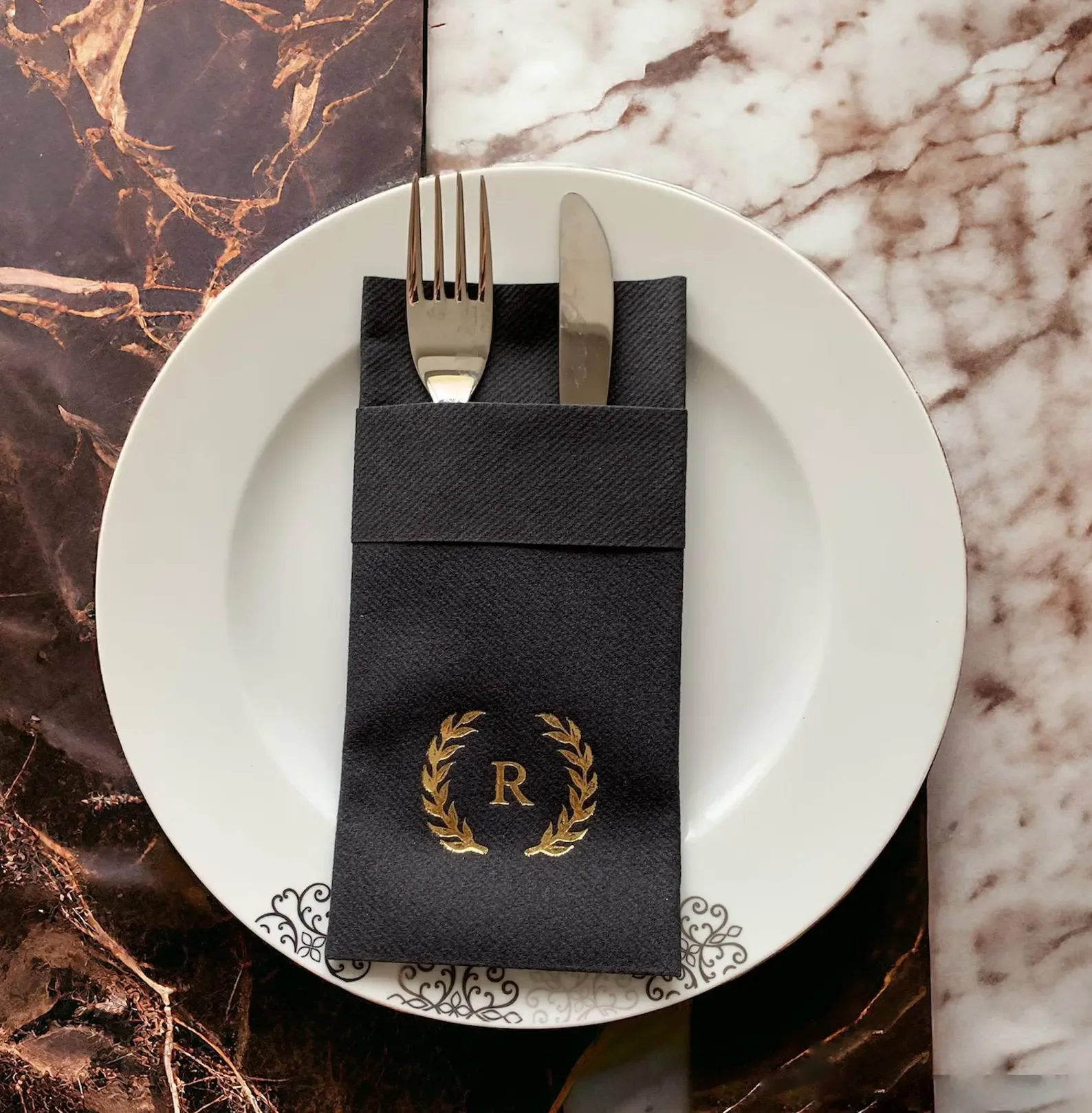 

50pcs Personalized Letter Paper Napkins, Linen Feel Guest Disposable Cloth Like Napkins, Custom Dinner Napkins, Soft, Absorbent