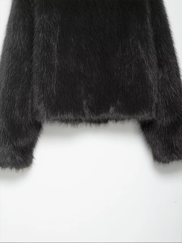 HH Damen Winter Neue Mode Stehkragen Kunstpelz Effekt Mantel mit Knoten Schnalle Kurze Jacke Weibliche Casual Warme Lose outwear