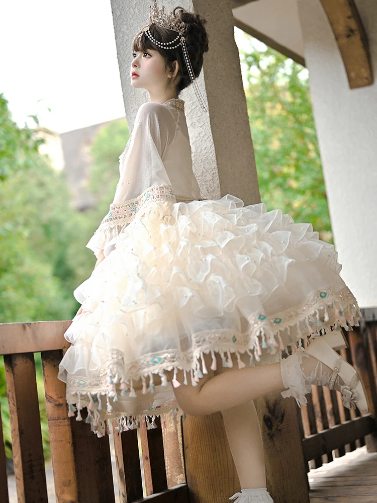 Elegant Lolita Jsk Suspender Dress Princess Palace Oil Painting Cla Ruffle Gorgeous Dress Court Style JSK Tea Paty Dress