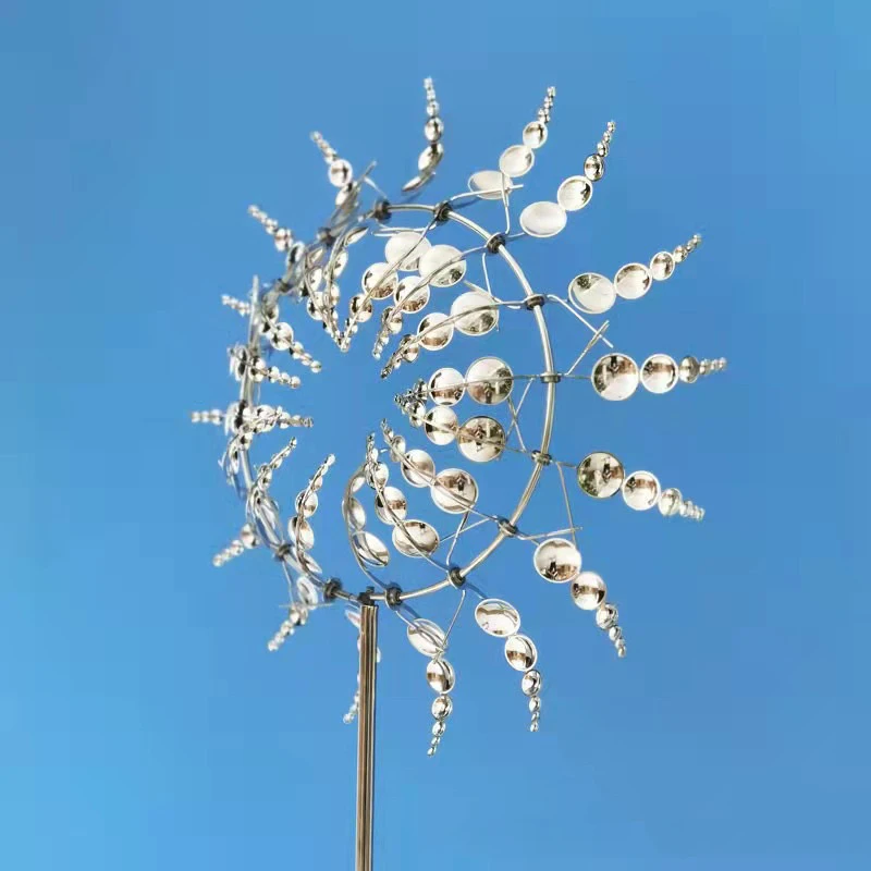 

1Pcs Metal Silvery Circular Plate 3D Wind Spinner for Outdoor, Garden, Courtyard Use Outdoor Decorations