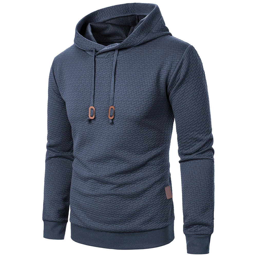 Hooded Sweatshirt Mens Jacquard Hoodies Autumn Wear Casual Drawstring Hooded Neckline Regular Length Spring Wear