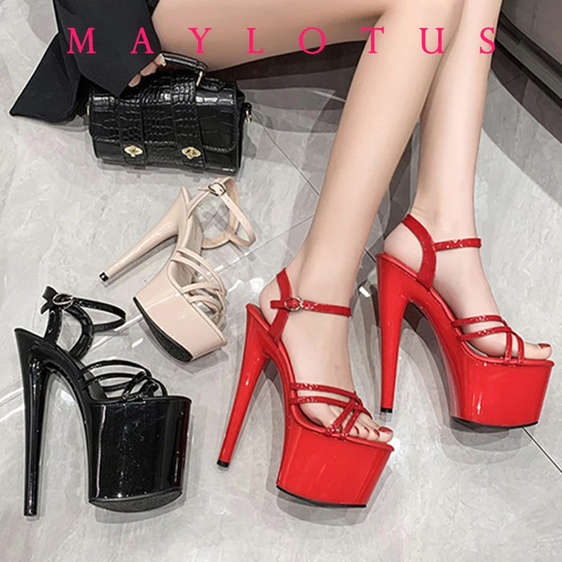 2025 Summer Cross-Strap Stripper Heels Open Toe Platform Sandals Girls Shoe for Party Club Women Sexy Show Sandals High Heels