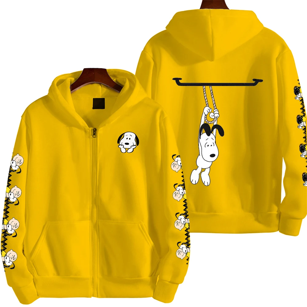 Snoopy, who loves sports Men's Cartoon Autumn/Winter Zipper Hoodie Women's Street Casual Fashion Couple Sports oversize Hoodie