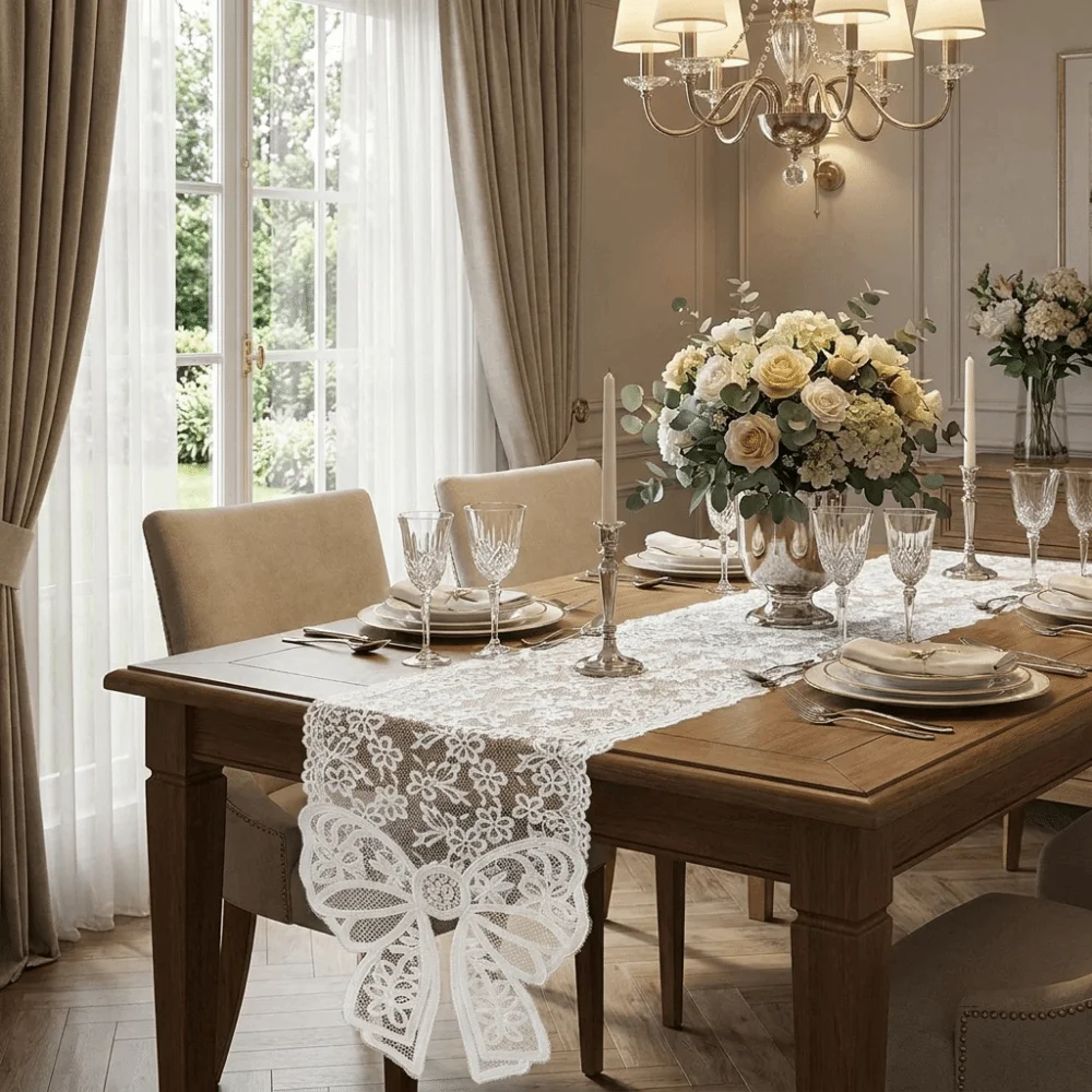 Taplak Meja Renda Prancis Eleg - Christmas Table Runner ulasan dan harga