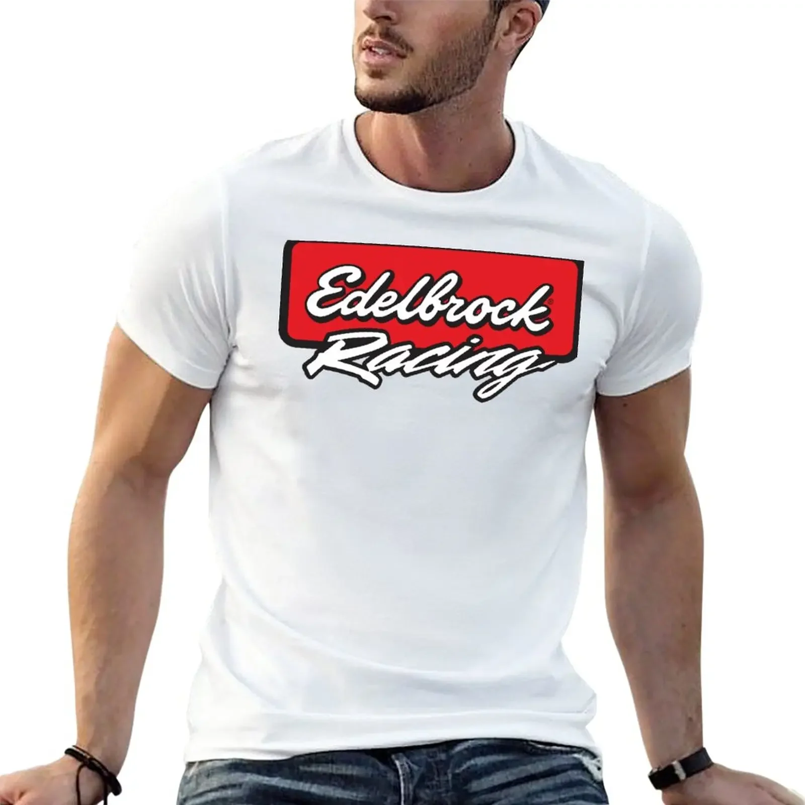 Aesthetic clothing tees plain black t shirts men Edelbrock racing T-Shirt graphic oversized men clothing harajuku 2024 summer