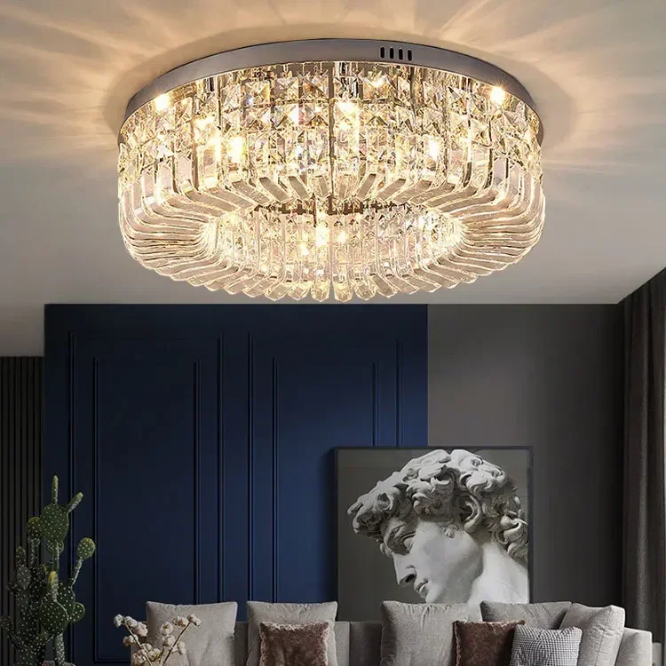 

Modern Golden High Ceiling Light Indoor Luxury K9 Crystal Lamp for Dining Room Bedroom Office Home Living RoomVilla