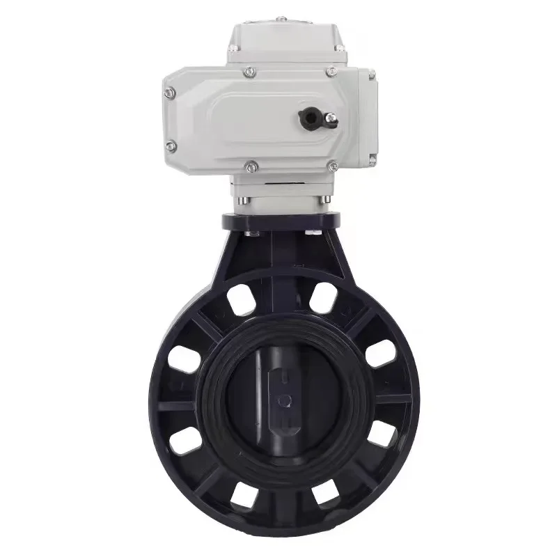Electric UPVC ball butterfly valve Q911F-16S anti-corrosion acid and alkali electric plastic water valve