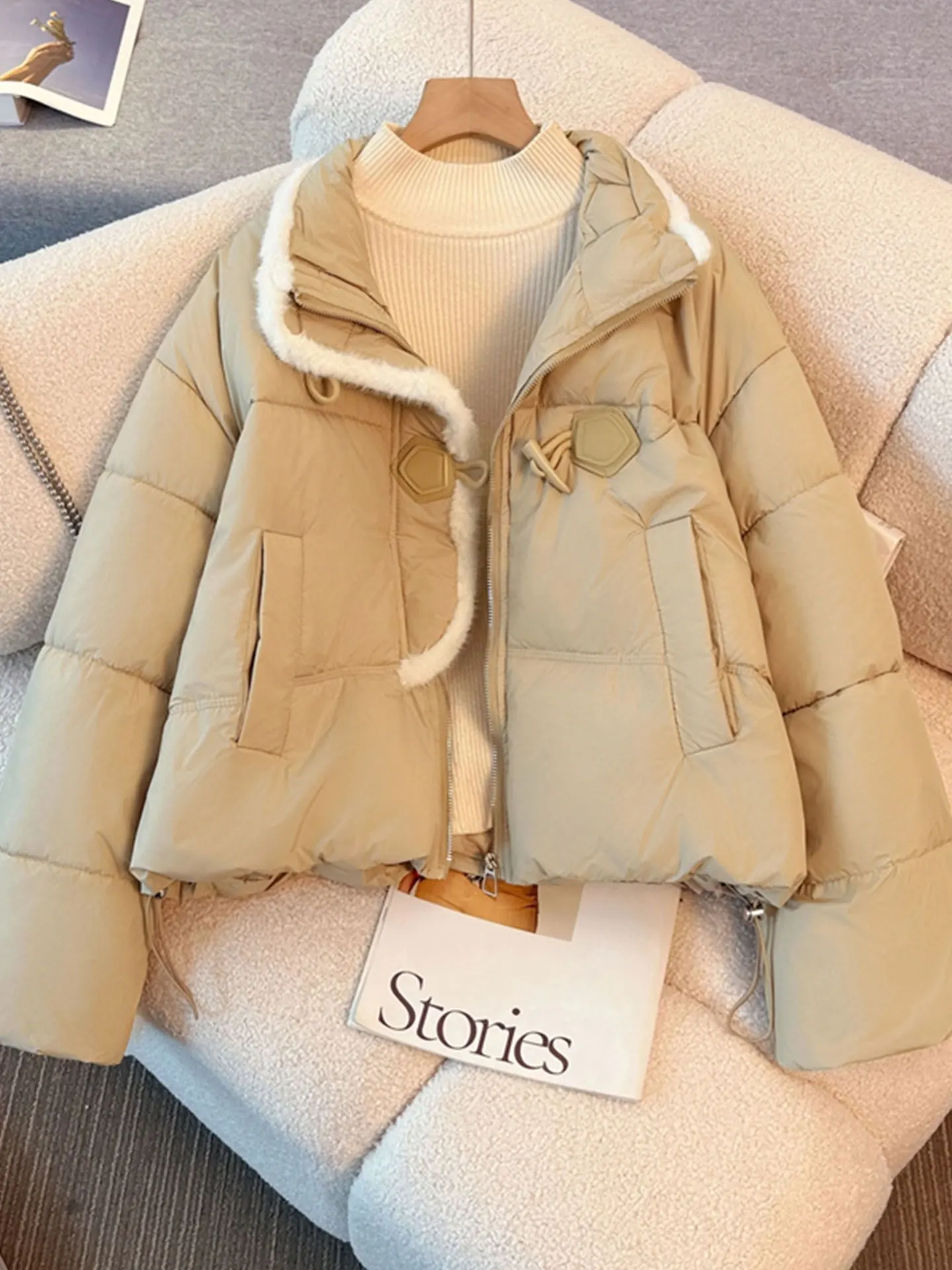 

Модное хлопковое пальто с воротником-стойкой, теплая зимняя верхняя одежда для женщин больших размеров, корейский стиль, удлиненное пальто.