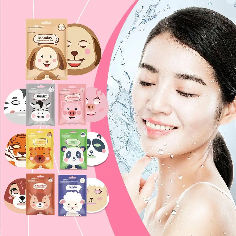 

Cute Cartoon Animals Facial Mask Moisturizing Hydrating Mask Skin Tender Facial Skin Moisturizing Mask Care Deep H4E3