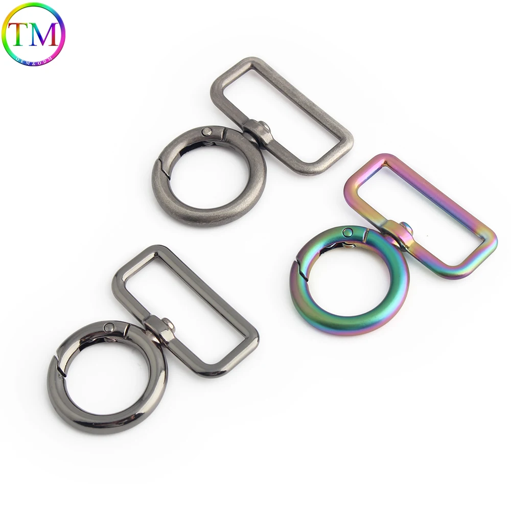 Zinc Alloy Metal Gun black O-ring Hooks  Spring Ring Hook Metal Round Carabiner Clip Hardware Accessories Bag Parts Hardware image 3