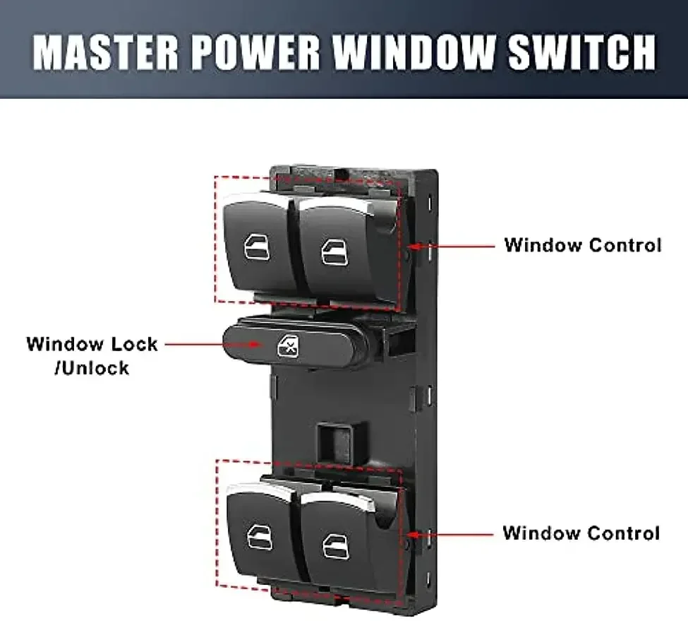 5ND959857 Power Master Window Control Switch Button Door Lock Window Lifting for VW Jetta Tiguan Golf GTI MK5 MK6