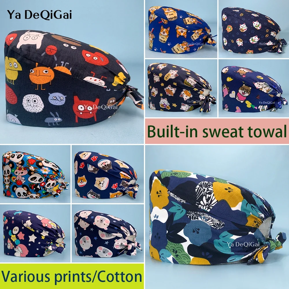 Cartoon Print Medical Surgicals Caps New Clinic Scrubs cappelli salone di bellezza berretto da lavoro da laboratorio dentista chirurgia cappello da estetista