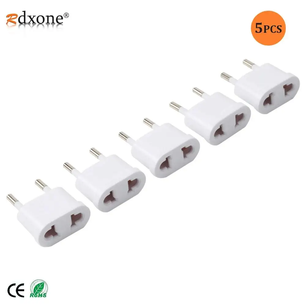 5 pc US to EU Europe Plug Power Adapter White Travel Power Plug Adapter Converter Wall Charger plug