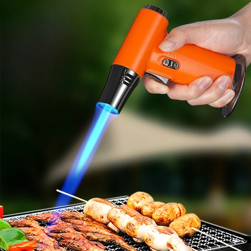 Cigar Specific Moxibustion Metal Lighter Windproof Inflatable Household Igniter Spray Gun Handheld Flamethrower Outdoor Portable