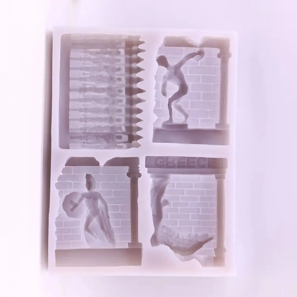 Greek Temple Sculpture Wall Silicone Mold for Goddess Warrior Sugarpaste Chocolate Candy Baking Resin Clay Polymer DIY Mould