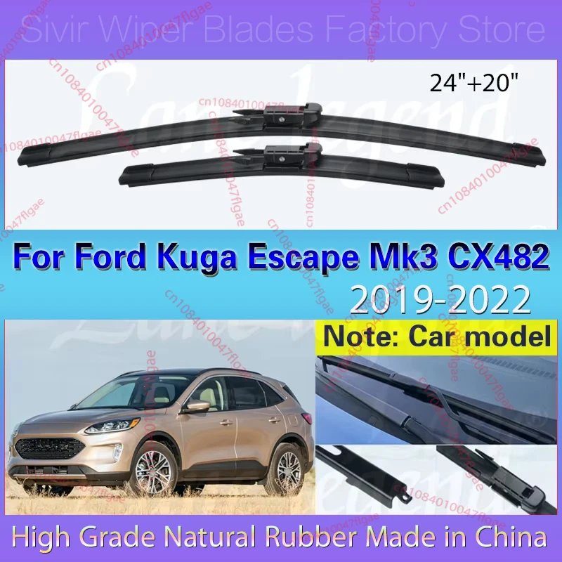 

For Ford Kuga Escape Mk3 CX482 Escape 2019 2020 2021 2022 Car Front Wiper Blade Brushes Windscreen Windshield Accessories Window