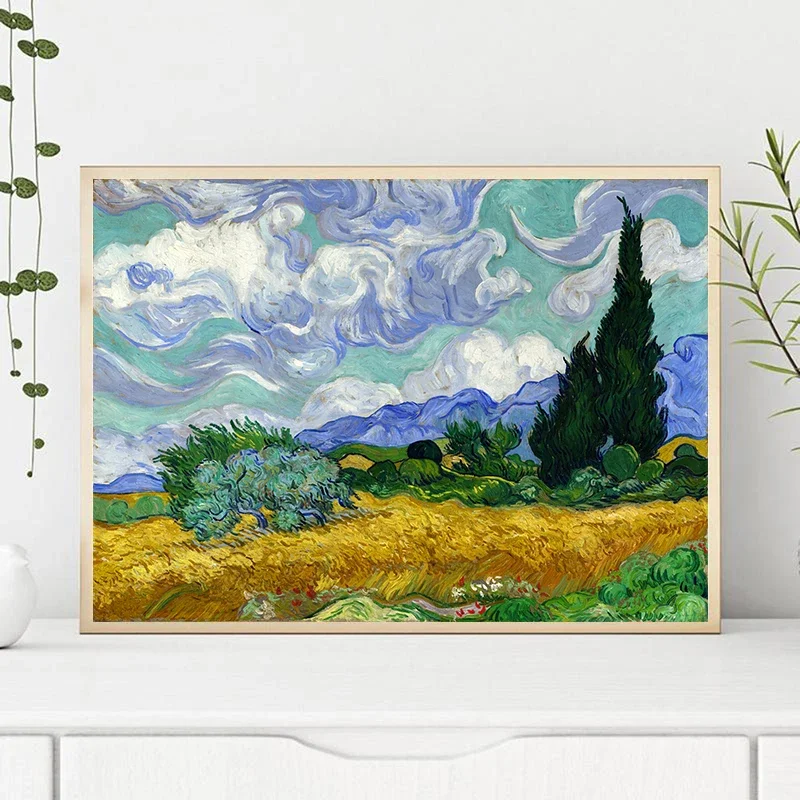 Van Gogh Wheat Field With Cornflowers Paintings Print Canvas Home Decorative Pictures Wall Art For Living Room Home Decoration