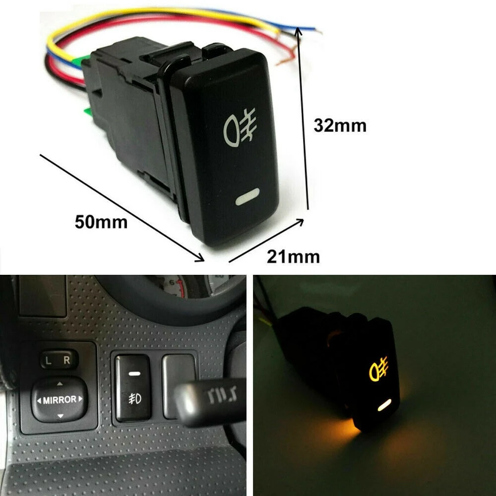 4-Pole 12V Push Button Switch with LED Background Indicator Lights for Fog Lights DRL LED Light