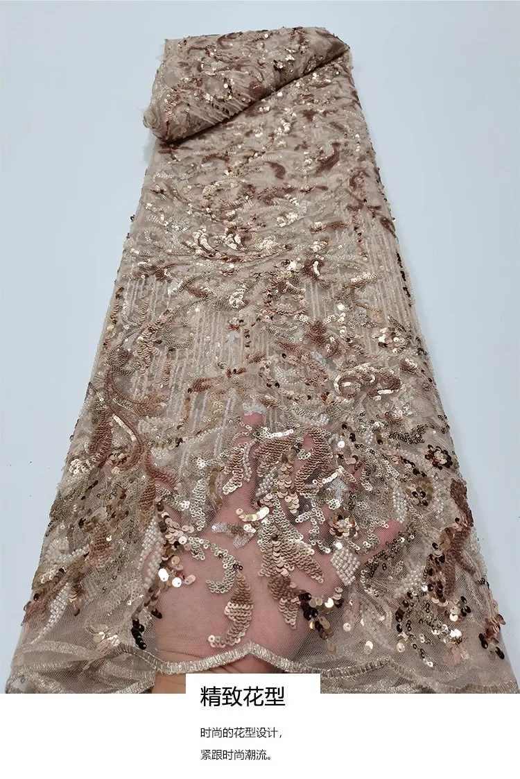 

1yard high quality gauze fabric Branches Bead Paillette Embroidery tissu wedding Dress cheongsam fabric for clothing