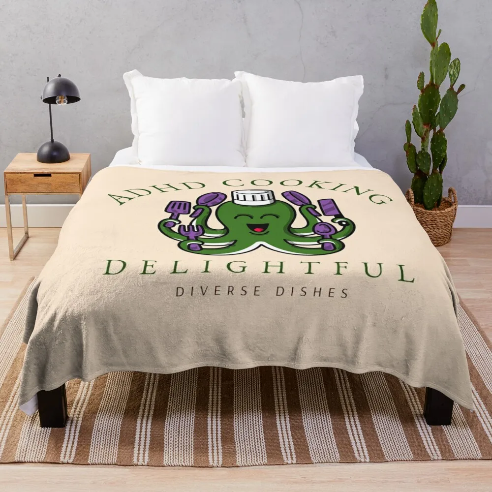 ADHD Cooking Delightful Diverse Dishes Throw Blanket Soft Plush Plaid Furry Custom Stuffeds Blankets