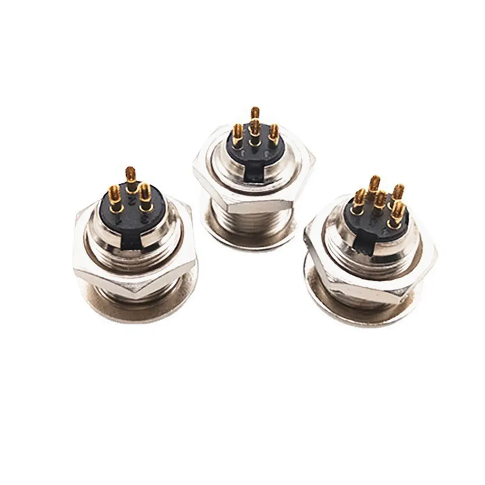 2Pcs 3/4/5/6 Pin Mini XLR Male Chassis Panel Mount Plug Small XLR Audio Microphone Connector for Cable Soldering