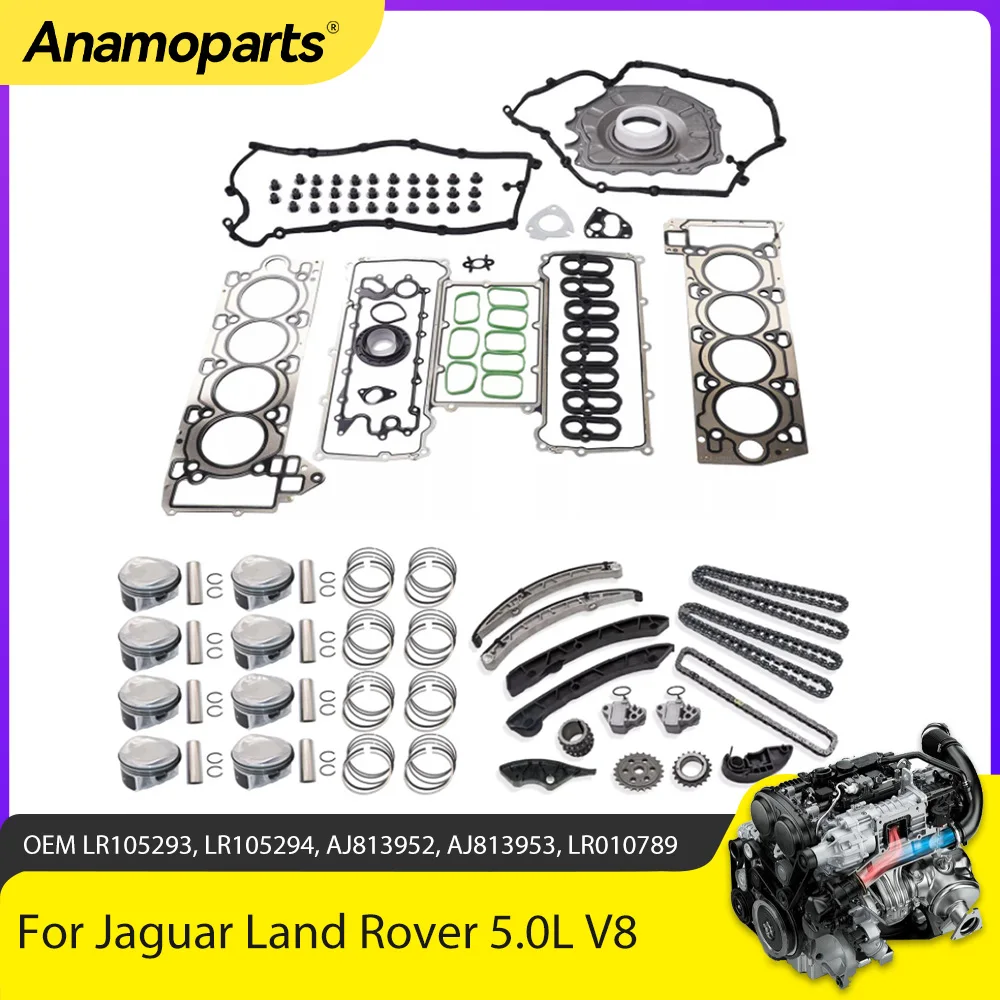 

Engine Parts Overhaul Rebuild Kit Timing Chain Piston Fit 5.0 L V8 Gas 508PN For Jaguar Land Rover 09-13 5.0L LR105293 LR105294