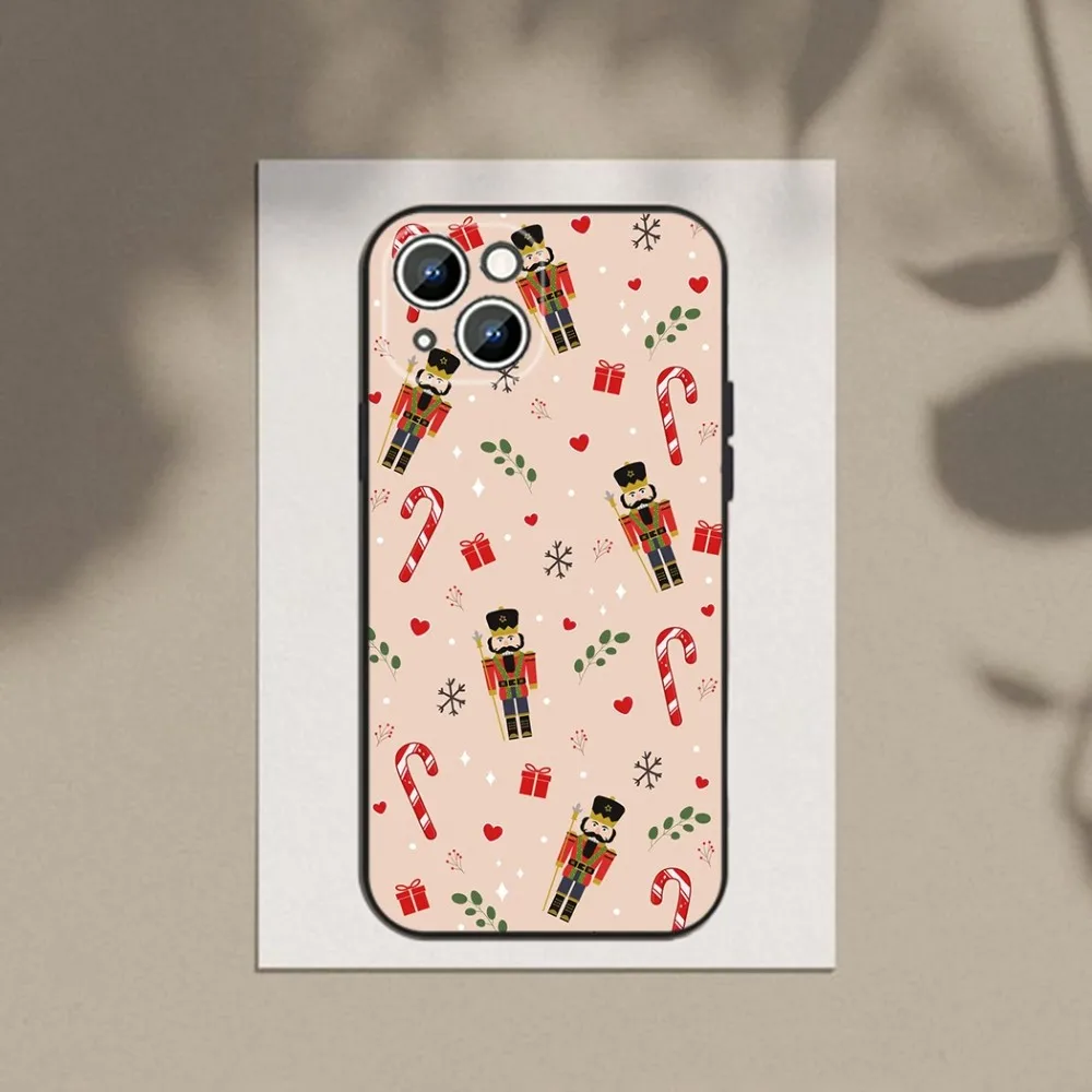 حافظة هاتف كسارة البندق لهاتف أبل آيفون 15,14,13,12,11,XS,XR,X,8,7,Pro,Max,Plus,mini غطاء أسود من السيليكون