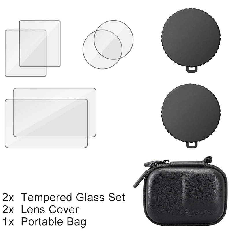 Für DJI Osmo Action 5 Pro 4 3 Screen Protector Gehärtetes Glas Film Objektiv Abdeckung Kappe Tasche Fall für DJI Action 4 5Pro Zubehör
