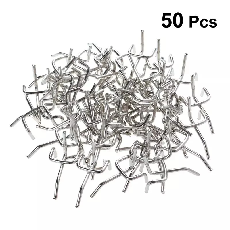 50PCS Steel Pegs Board Pegboard Hooks Garage Work Shop Storage Display Organization Steel Hanging Tool Storage Hooks