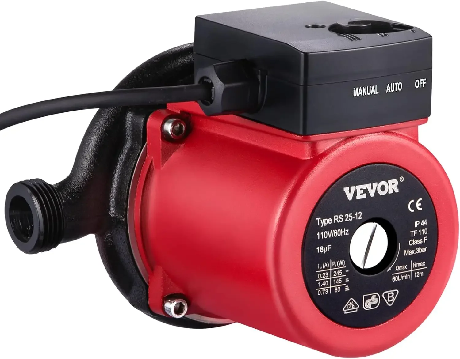 

Hot Water Recirculating Pump, 245W 110V Water Circulator Pump, Automatic Start Circulating Pump NPT 3/4" w/Brass Fittings