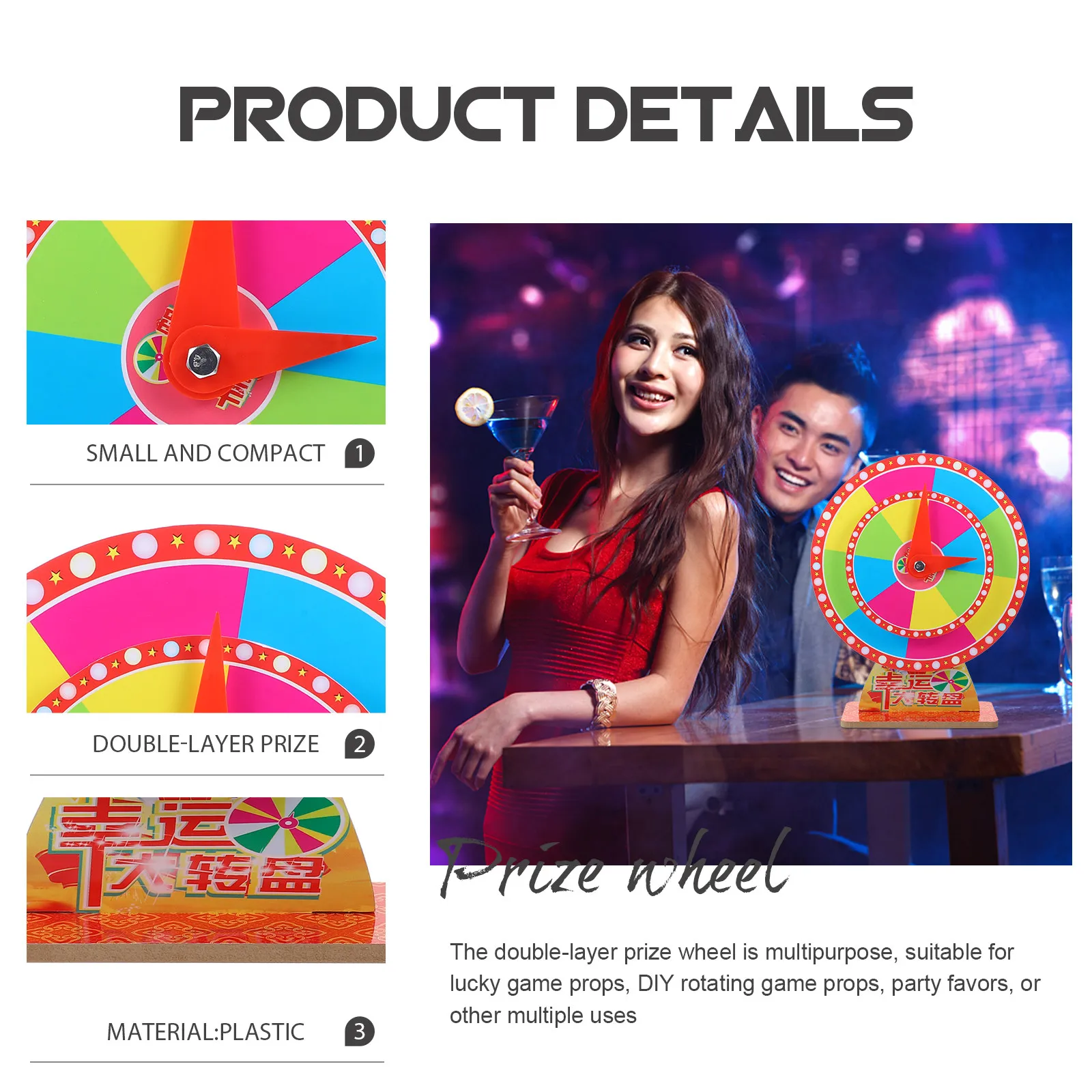 Double layer Lottery Carousel Turntable Desktop Vertical DIY Prize Wheel Fortune Board Game Props Rotating Raffle Plastic