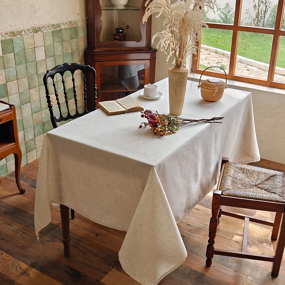 Cotton Linen Tablecloth Dust-Proof Table Cover for Kitchen Dinner Picnic Table Cloth Wedding Home Party Dining Banquet Decor