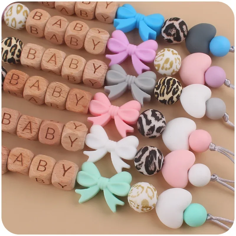 Baby Personalized Pacifiers with Name Silicone Pacifier Chains Handmade Anti-drop Chain Nipple Dummy Holder Clip Teething Toys