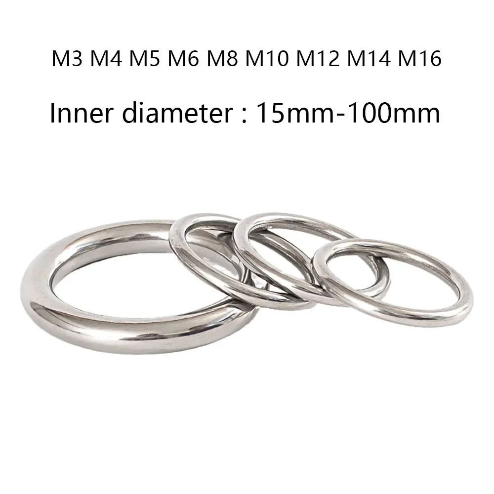 

1Pcs M3 M4 M5 M6 M8 M10 M12 M14 M16 304 Stainless Steel Hoop Welded O Ring Seamless Solid Round Circle Wire