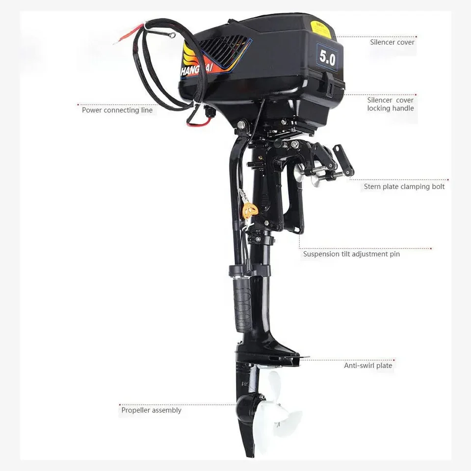 

Brand New HANGKAI 5.0HP Brushless Electric Boat Outboard Motors Long Shaft With 48V 1200W Output Fishing Boat Engines